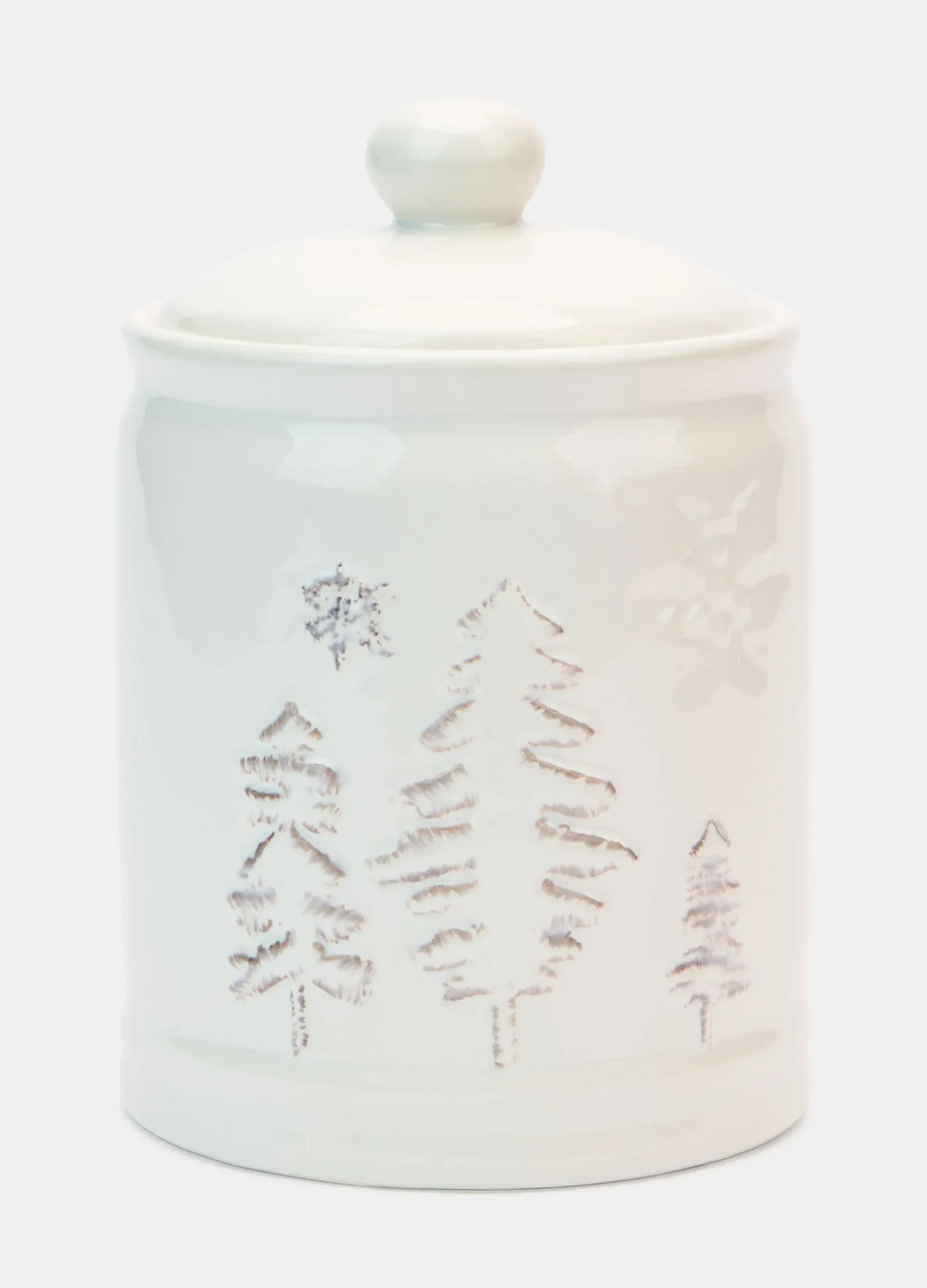 Barattolo in ceramica con coperchio e decorazioni in rilievo*Croff Online