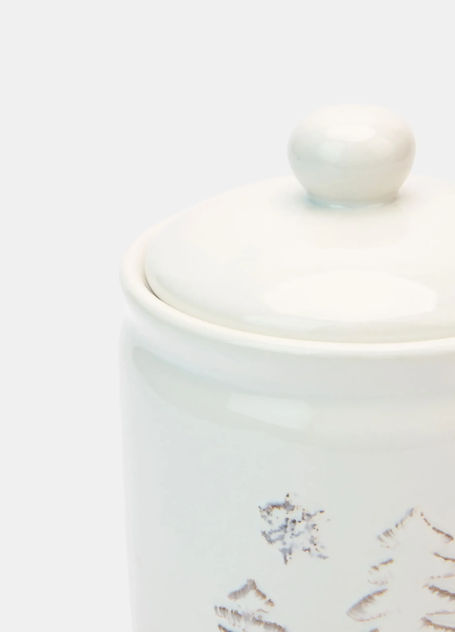 Barattolo in ceramica con coperchio e decorazioni in rilievo*Croff Online