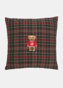 Cuscino quadrato in cotone tartan con Teddy Bear*Croff Online