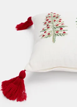 Cuscino rettangolare con ricamo e nappe*Croff Discount
