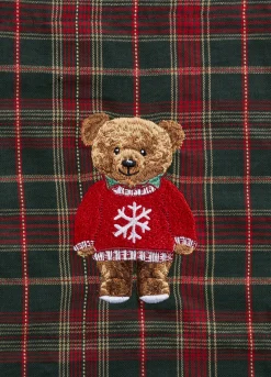 Grembiule corto in cotone tartan con ricamo Teddy Bear*Croff Hot