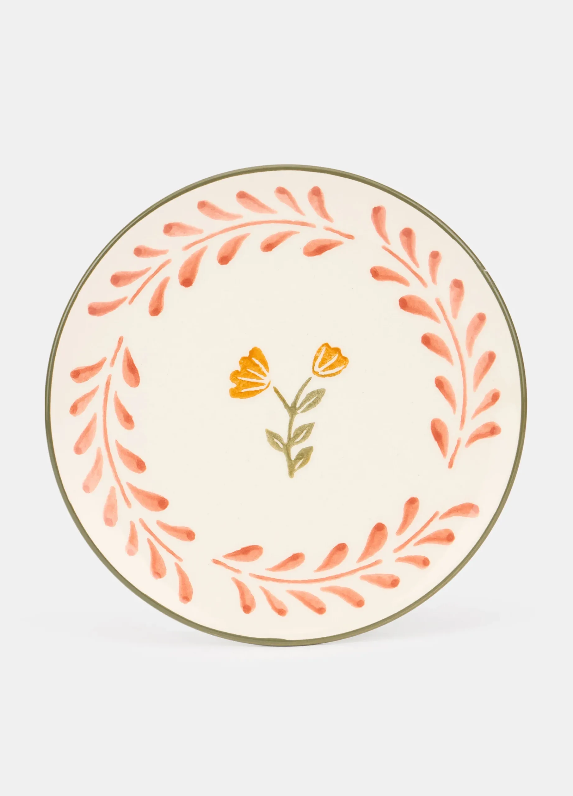 Piatto da dessert in ceramica con fiore*Croff New