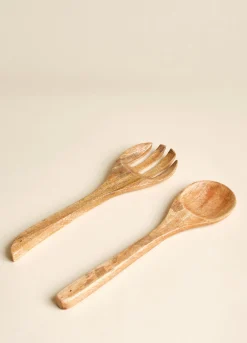 Set 2 cucchiai insalata in legno di mango*Croff New