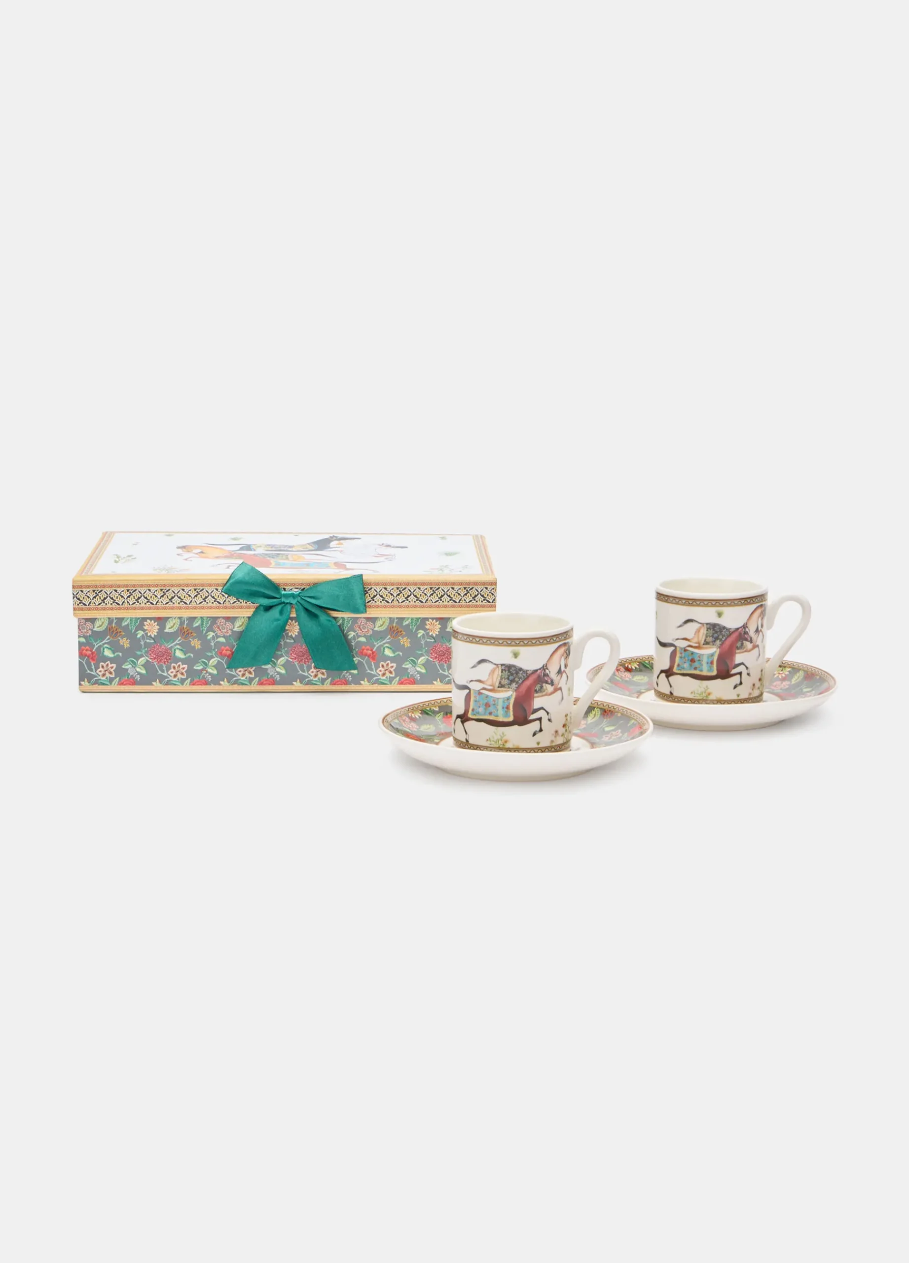 Set 2 tazzine da caffè con stampa cavalli*Croff Sale