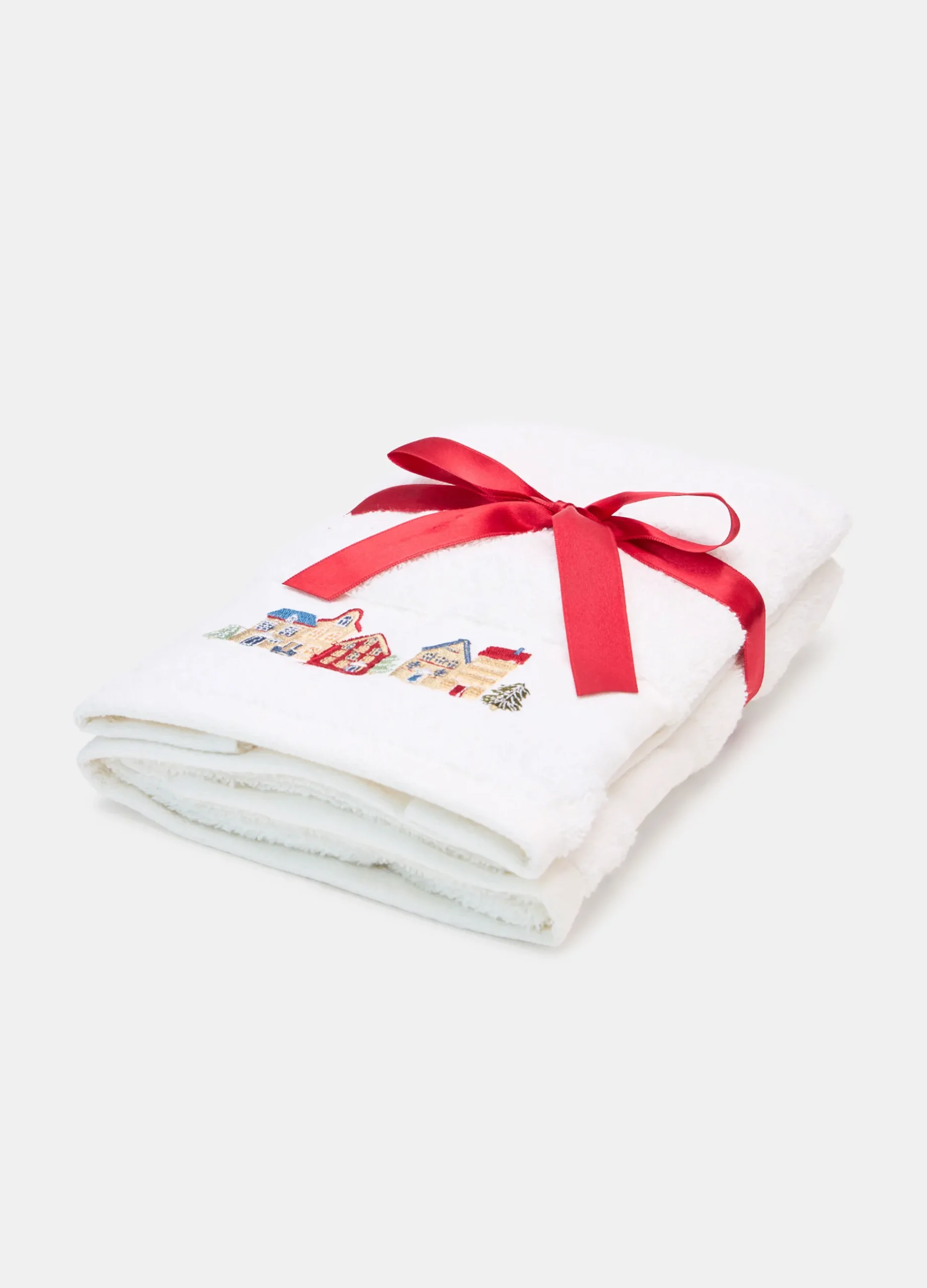 Set asciugamani con ricamo villaggio di Natale*Croff Best