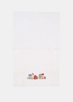 Set asciugamani con ricamo villaggio di Natale*Croff Best