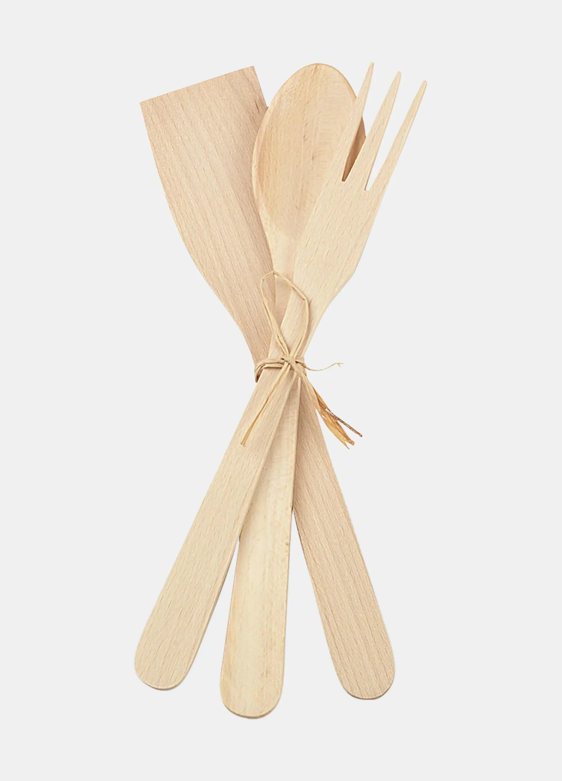 Set spatola, mestolo e forchetta in legno*Croff