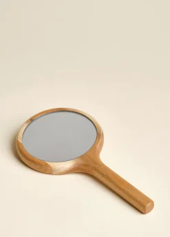 Specchio con manico in legno di acacia*Croff Discount