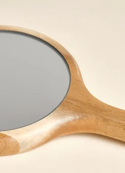 Specchio con manico in legno di acacia*Croff Discount