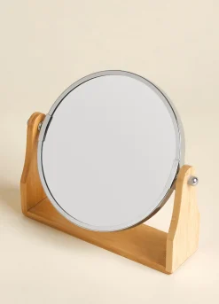 Specchio rotondo con base in bamboo*Croff Hot