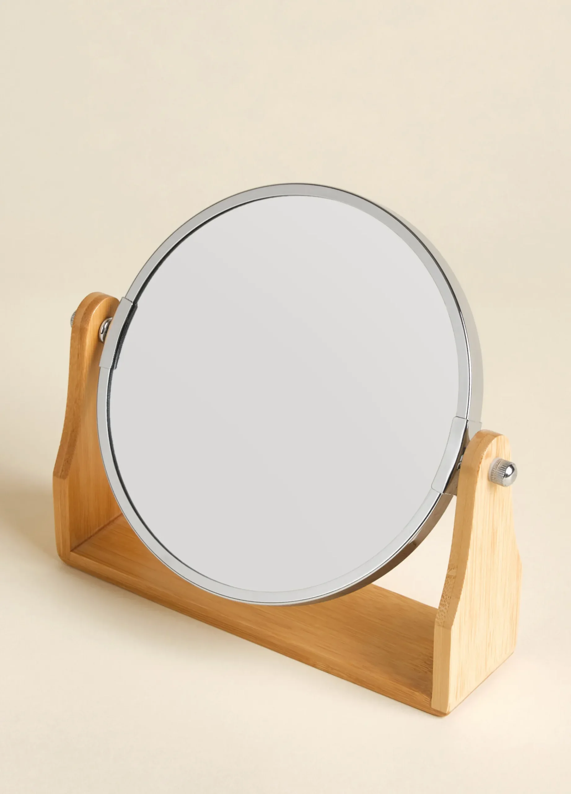 Specchio rotondo con base in bamboo*Croff Hot