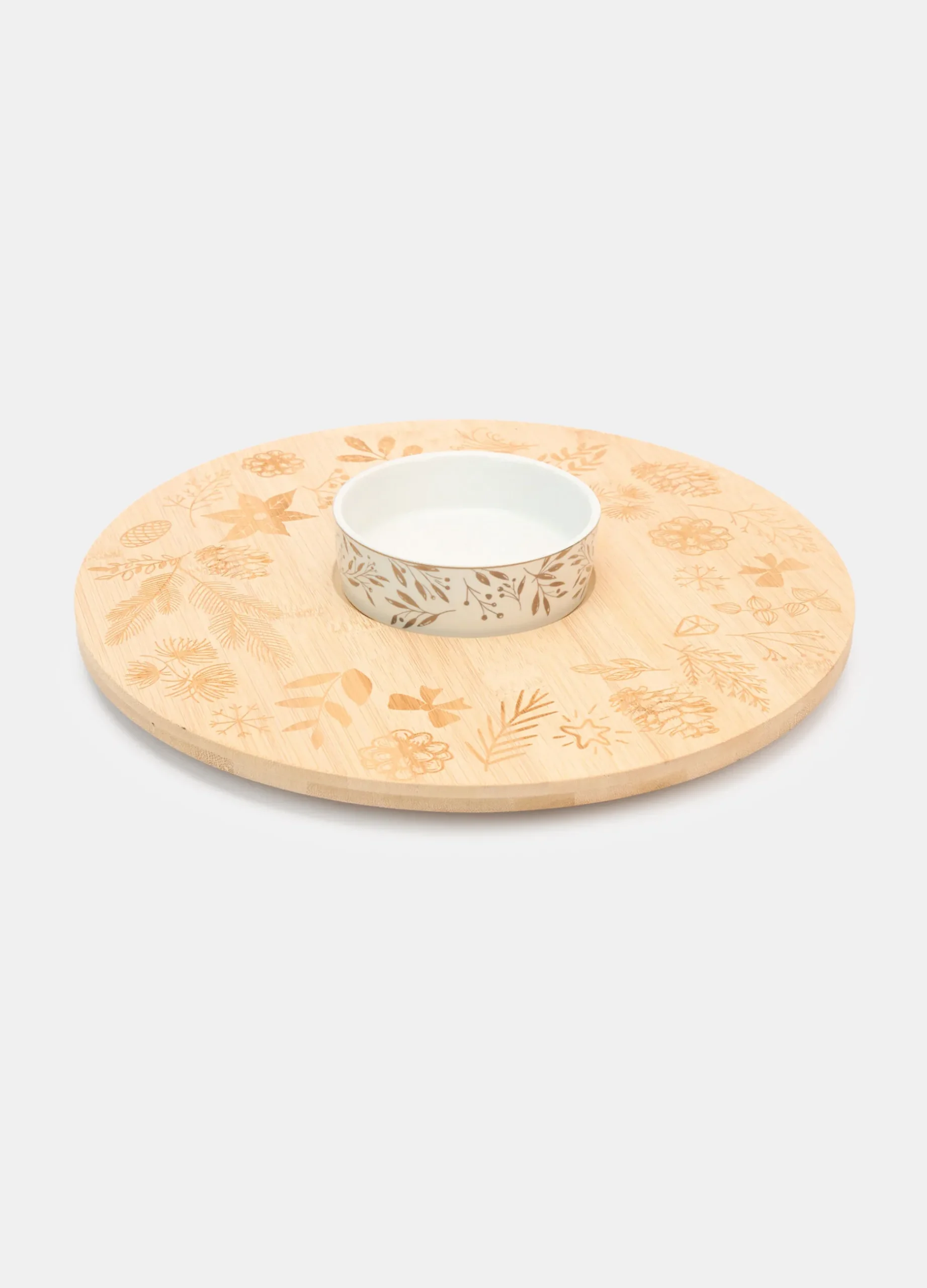 Vassoio rotondo in bambù con ciotola in ceramica*Croff Best
