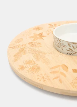 Vassoio rotondo in bambù con ciotola in ceramica*Croff Best